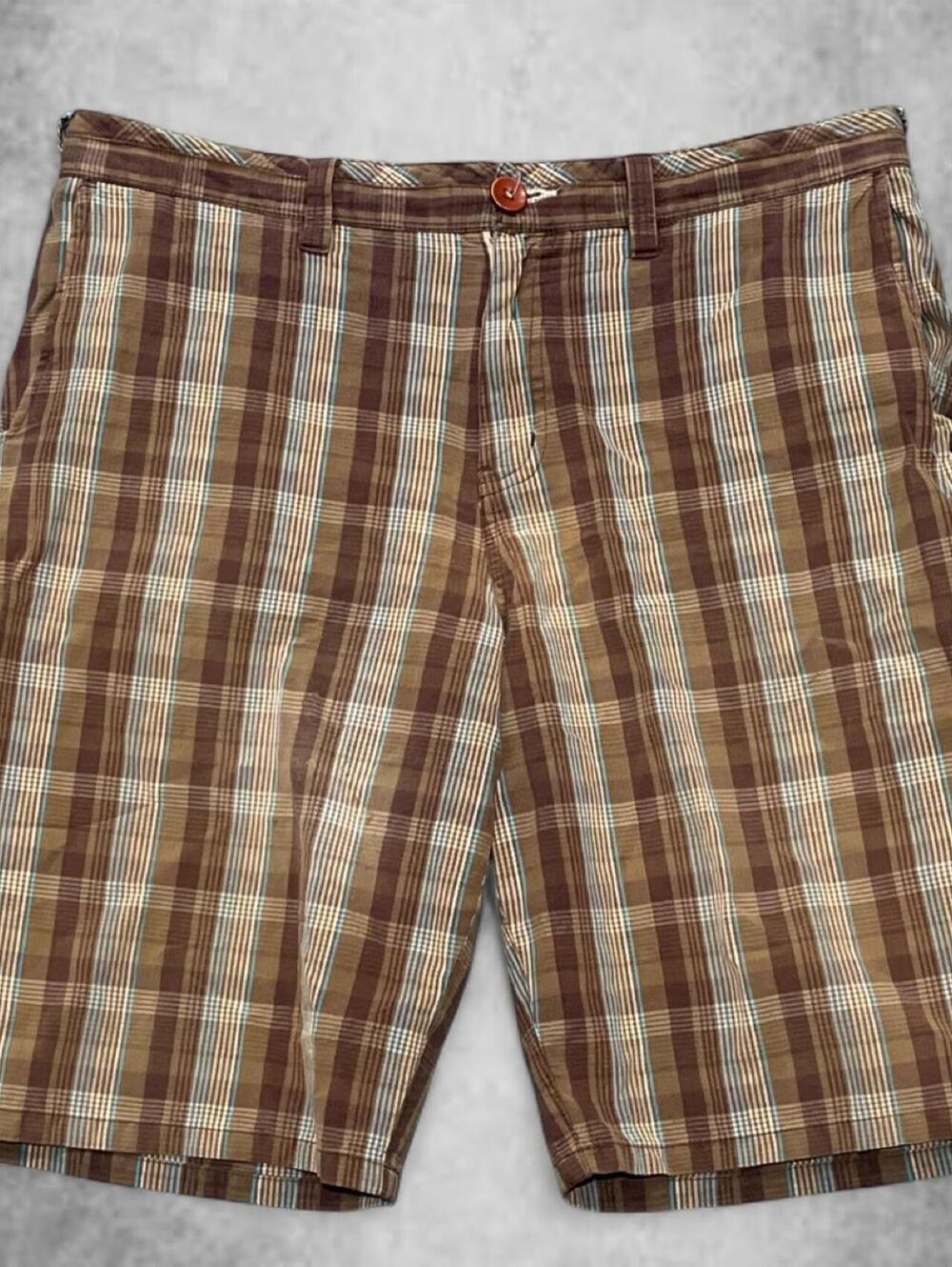 Y2K 2000s Rip Curl Surf Skate Brown and Beige Plaid Shorts